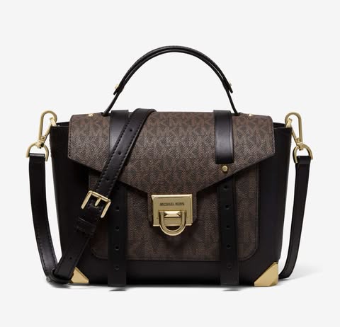 Michael Kors Manhattan Medium Leather and Logo Satchel